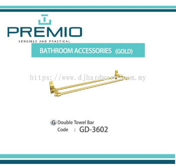 PREMIO BATHROOM ACCESSORIES GOLD DOUBLE TOWEL BAR GD3602 (WS)