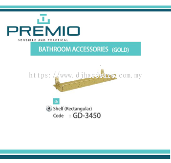 PREMIO BATHROOM ACCESSORIES GOLD SHELF RECTANGULAR GD3450 (WS)