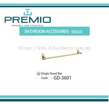 PREMIO BATHROOM ACCESSORIES GOLD SINGLE TOWEL BAR GD3601 (WS)