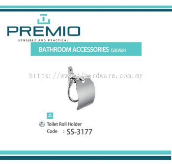 PREMIO BATHROOM ACCESSORIES SILVER TOILET ROLL HOLDER SS3177 (WS)