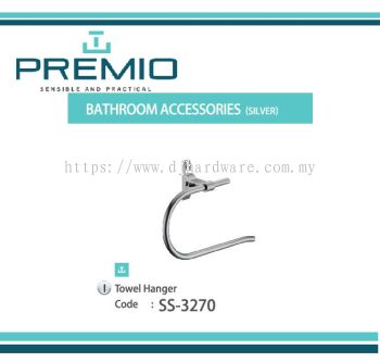 PREMIO BATHROOM ACCESSORIES SILVER TOWEL HANGER SS3270 (WS)