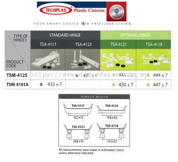 TECHPLAS PVC TOILET SEAT STANDARD HINGE TSA4117 (WS)