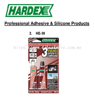 HARDEX PROFESSIONAL ADHESIVE & SILICONE PRODUCTS 3 TON STEELWELD EPOXY COMPOUND HE30 (WS)