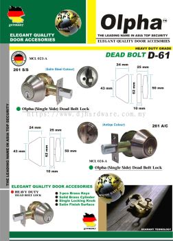 OLPHA ELEGANT QUALITY DOOR ACCESORIES HEAVY DUTY GRADE DEAD BOLT D61 261SS  (LSK)