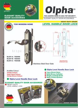 OLPHA ELEGANT QUALITY DOOR ACCESORIES HEAVY DUTY GRADE LEVEL FOR MODERN HOME HANDLE DOOR LOCK DL051A 7025SS (LSK)