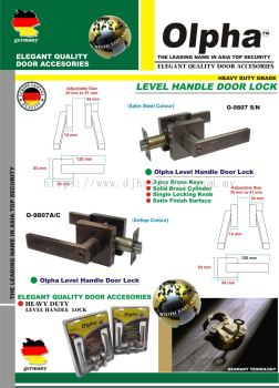 OLPHA THE LEADING NAME IN ASIA TOP SECURITY LEVEL HANDLE DOOR LOCK O9807SN (LSK)