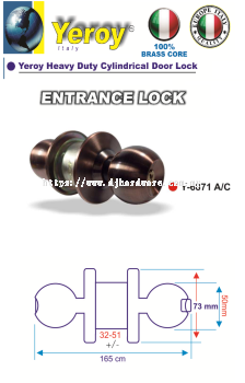 YEROY HIGH QUALITY HEAVY DUTY CYLINDRICAL LOCK Y6871AC (LSK)