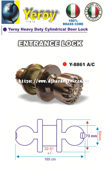 YEROY HIGH QUALITY HEAVY DUTY CYLINDRICAL LOCK Y8861AC (LSK)