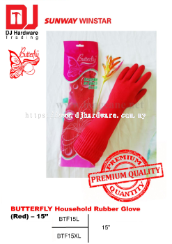 BUTTERFLY PREMIUM QUALITY RUBBER GLOVE HOUSEHOLD RUBBER GLOVE RED BTF15XL (SWW)