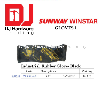 ELEPHANT KING ELEPHANT INDUSTRIAL RUBBER GLOVE BLACK PCIRG13 156394 (SWW)