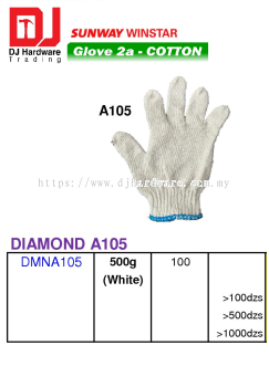 GLOVE 2A COTTON DIAMOND A105 DMNA105 WHITE 500G (SWW)