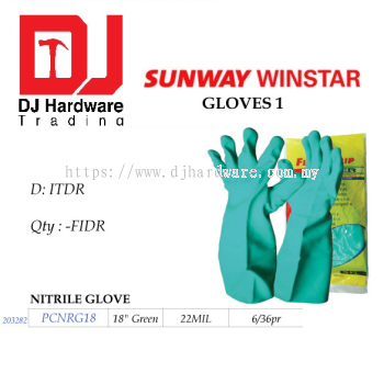 GLOVE NITRILE GLOVE PCNRG18 203282 GREEN 18 22MIL (SWW)