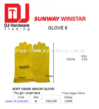 GLOVE SOFT GRAIN ARGON GLOVE FOR LADIES SMALL HAND YELLOW M PCAGSGMY 156388 (SWW)