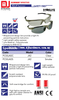 PICASAF EYEWEAR SAFETY FIRST STARLITE SPECTACLE J42 PCSSJ42C CLEAR (SWW)