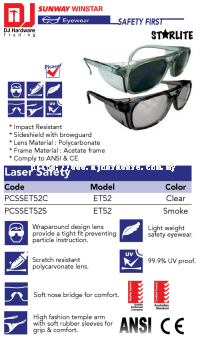 PICASAF EYEWEAR SAFETY FIRST STARLITE SPECTACLE LASER SAFETY ET53 PCSSET52C CLEAR (SWW)