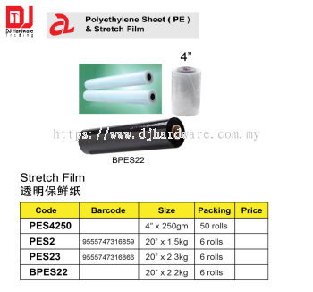 POLYETHYLENE SHEET PE & STRETCH FILM STRETCH FILM BPES22 2.2KG (CL)