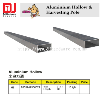 SUMO ALUMINIUM HOLLOW H21 2 X 1 X 20 9555747306621 (CL)