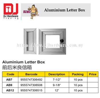 SUMO ALUMINIUM LETTER BOX AB9 9555747306508 (CL)