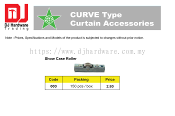 STAR BRAND CURTAIN ACCESSORIES CURVE TYPE ADJUSTABLE SLIDING WINDOW & DOOR ROLLER SHOW CASE ROLLER 003 (CL)