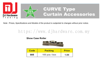 STAR BRAND CURTAIN ACCESSORIES CURVE TYPE ADJUSTABLE SLIDING WINDOW & DOOR ROLLER SHOW CASE ROLLER 005 (CL)