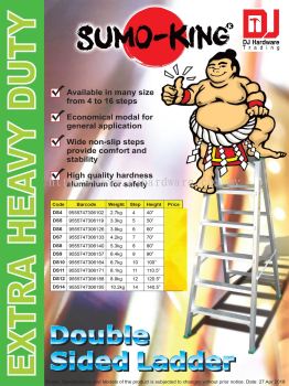 SUMO EXTRA HEAVY DUTY DOUBLE SIDED LADDER ALUMINIUM DS4 2.7KG 9555747306102 (CL)