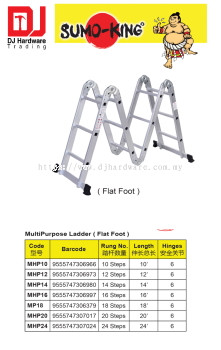 SUMO KING MULTIPURPOSE LADDER FLAT FOOT MHP10 10 STEP 9555747306966 (CL)