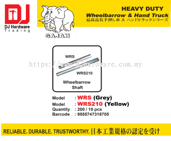 GAJAH WHEELBARROW & HAND TRUCK HEAVY DUTY WHEELBARROW SHAFT YELLOW WRS210 9555747316705 (CL)