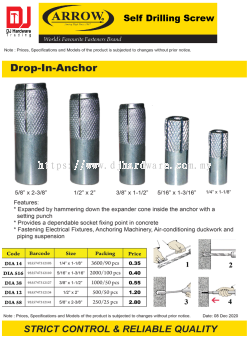 ARROW WORLDS FAVOURITE FASTENERS BRAND DROP IN ANCHOR DIA12 9555747312134 (CL)