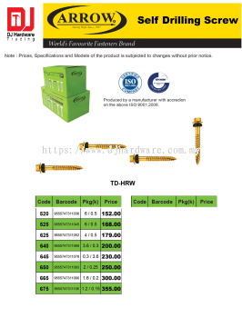 ARROW WORLDS FAVOURITE FASTENERS BRAND SELF DRILLING HEX HEAD ROOFING AWNING SCREW FOR METAL CW WASHER TD HRW 520 9555747311038 (CL)