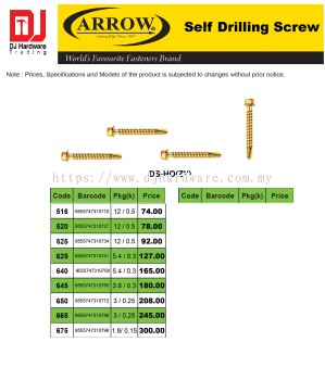 ARROW WORLDS FAVOURITE FASTENERS BRAND SELF DRILLING SCREW ROUND HEAD DSPH ZP 516 9555747310710 (CL)