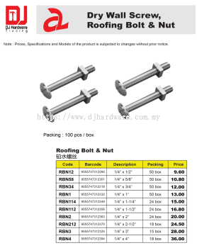 DRY WALL SCREW ROOFING BOLT NUT RBN1 9555747312332 (CL)