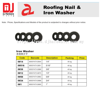 ROOFING NAIL IRON WASHER IW1 9555747312905 (CL)