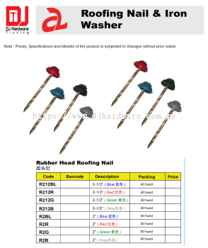 ROOFING NAIL IRON WASHER RUBBER HEAD ROOFING NAIL GREEN R2G (CL)