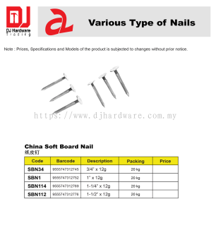 VARIOUS TYPE OF NAILS CHINA SOFT BOARD NAIL SBN1 9555747312752 (CL)