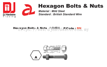 HEXAGON BOLTS NUTS MILD STEEL BRITISH STANDARD WIRE BN (CL)