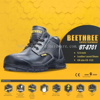 BEETHREE SAFETY FOOTWEAR BT 8701 LEATHER LACED SHOES B3-BT8701 (BT)