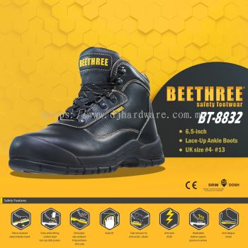 BEETHREE SAFETY FOOTWEAR BT 8832 LACE UP ANIDE BOOTS B3-BT8832 (BT)