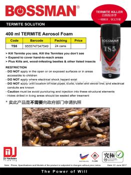 BOSSMAN TERMITE SOLUTION AEROSOL FORM TERMITE KILLER TS5 9555747347549 (CL)