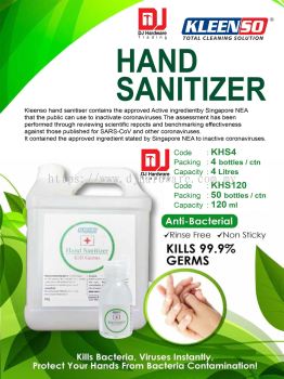 KLEENSO HAND SANITIZER 4L KHS4 (CL)