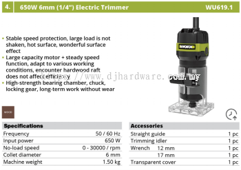 WORX 650W 6MM ELECTRIC TRIMMER WU619.1 (WO)