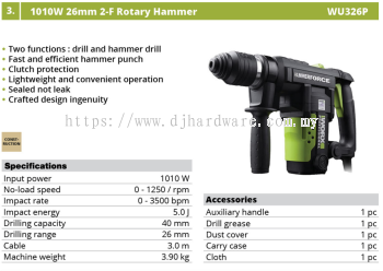 WORX 1010W 26MM 2F ROTARY HAMMER WU326P (WO)