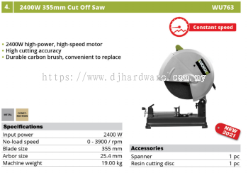 WORX 2400W 355MM CUT OFF SAW WU763 (WO)