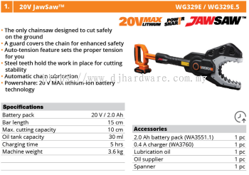 WORX 20V JAWSAW WG329E (WO)