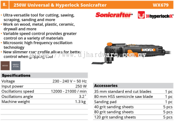 WORX 250W UNIVERSAL & HYPERLOCK SONICRAFTER WX679 (WO)