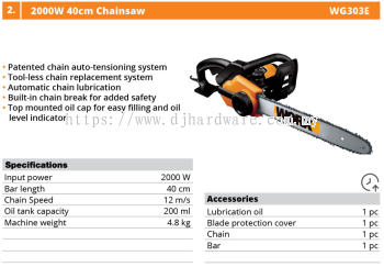 WORX 2000W 40CM CHAINSAW WG303E (WO)