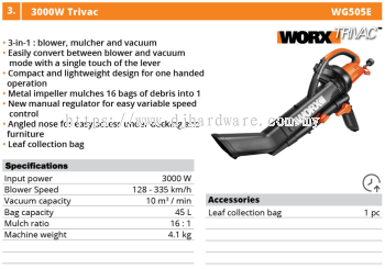 WORX 3000W TRIVAC WG505E (WO)