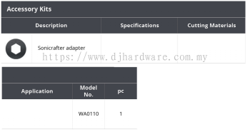 WORX ACCESSORY KITS SONICRAFTER ADAPTER WA0110 (WO)