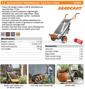 WORX AEROCART 8 IN 1 WHEELBARROW YARD CART DOLLY WG050 (WO)