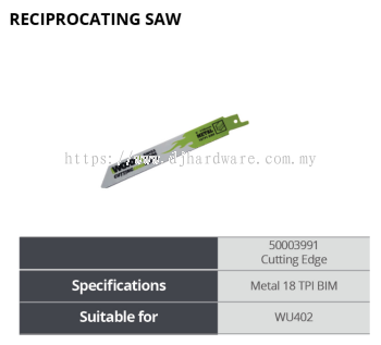 WORX RECIPROCATING SAW CUTTING EDGE 50003991 METAL 18 TPI BIM  WU402 (WO)