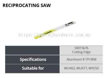 WORX RECIPROCATING SAW CUTTING EDGE 50015676 ALUMINUM 8 TPI BIM WU462 WU477 WX550 (WO)